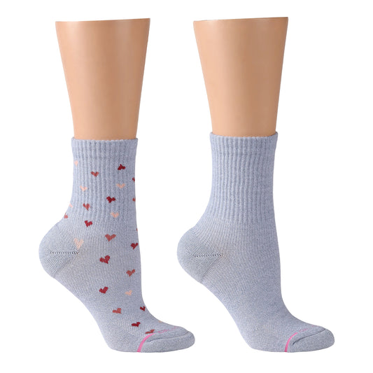Dr. Motion Mini Hearts Ribbed - Mid-Crew Compression Socks For Women