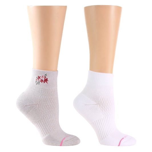 Dr. Motion Autumn Bouquet Embroidery - Quarter Compression Socks For Women